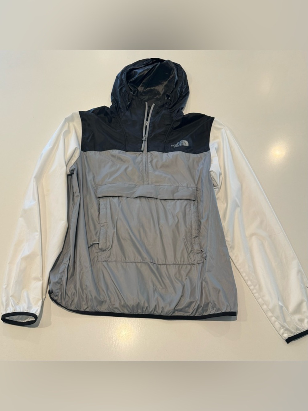 Very light North Face Hooded Anorak Jacket - Grey/Black/White